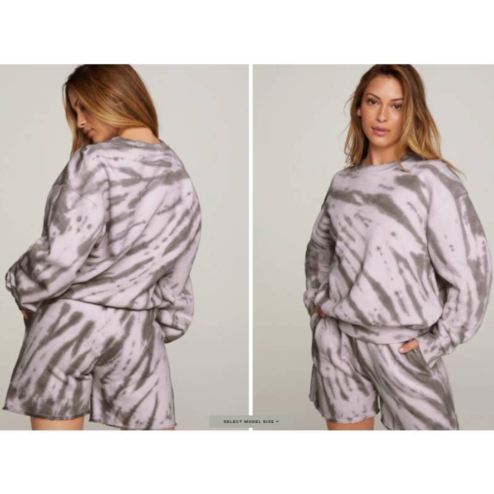 Good American BOYFRIEND SWEATSHIRT | DUSK TIE DYE001, size 3 (L)